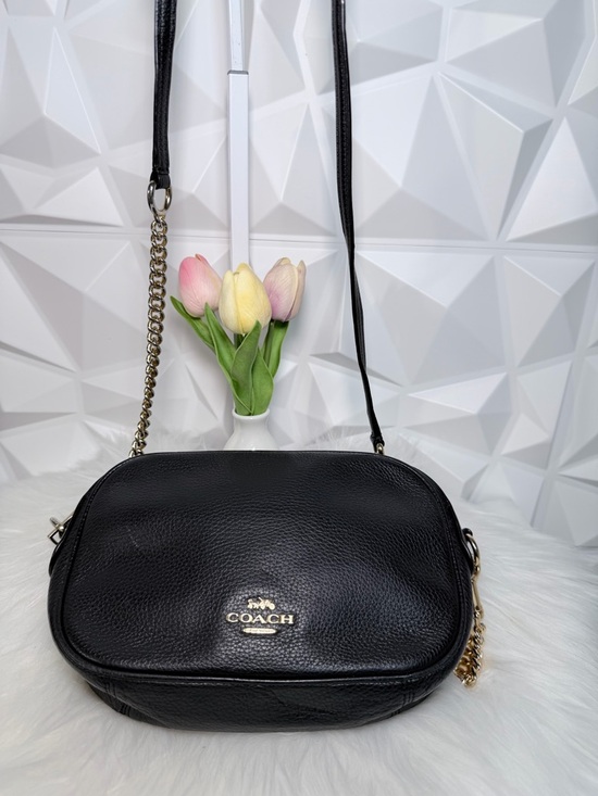 Coach Handbags - Coach Black Pebbled Leather Crossbody with Gold Hardware